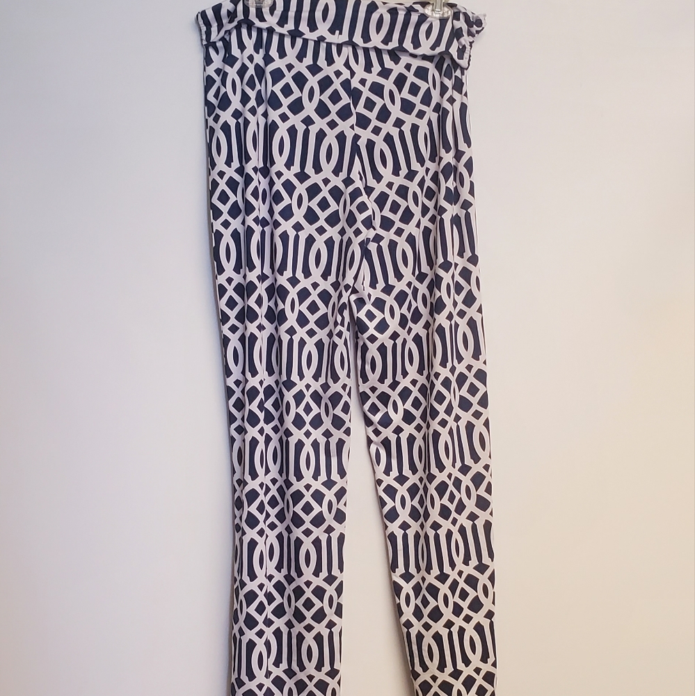 Mud Pie Women's Fashion Harlow Beach Pants - Navy and White Retro Large - Picture 5 of 5